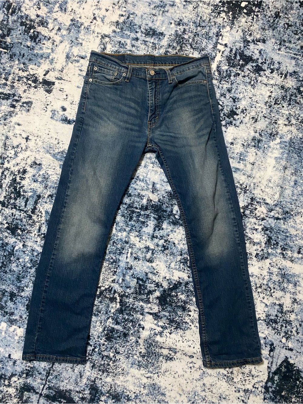 Levi's Jeans Mens 33x30 Blue Denim 513 Slim Straight Hipster Casual Faded